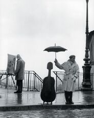 Cellist im Regen